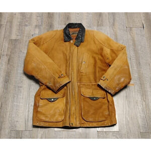 Vintage Mirage Men's heavy leather bomber/biker jacket brown szie Large